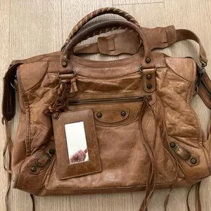 BALENCIAGA First Classic Studs Leather Bag in Brown